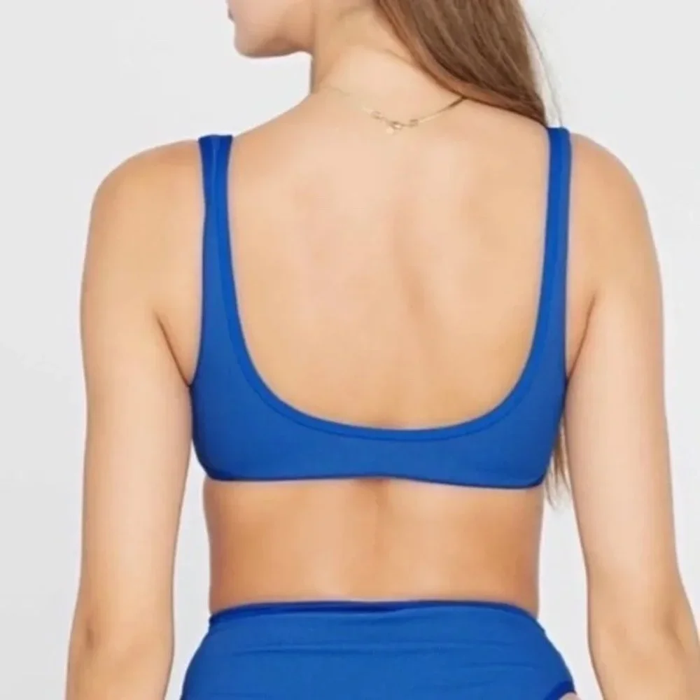 l*space Robbie Pull On Ribbed Henley Bikini Top in‎ Indigo